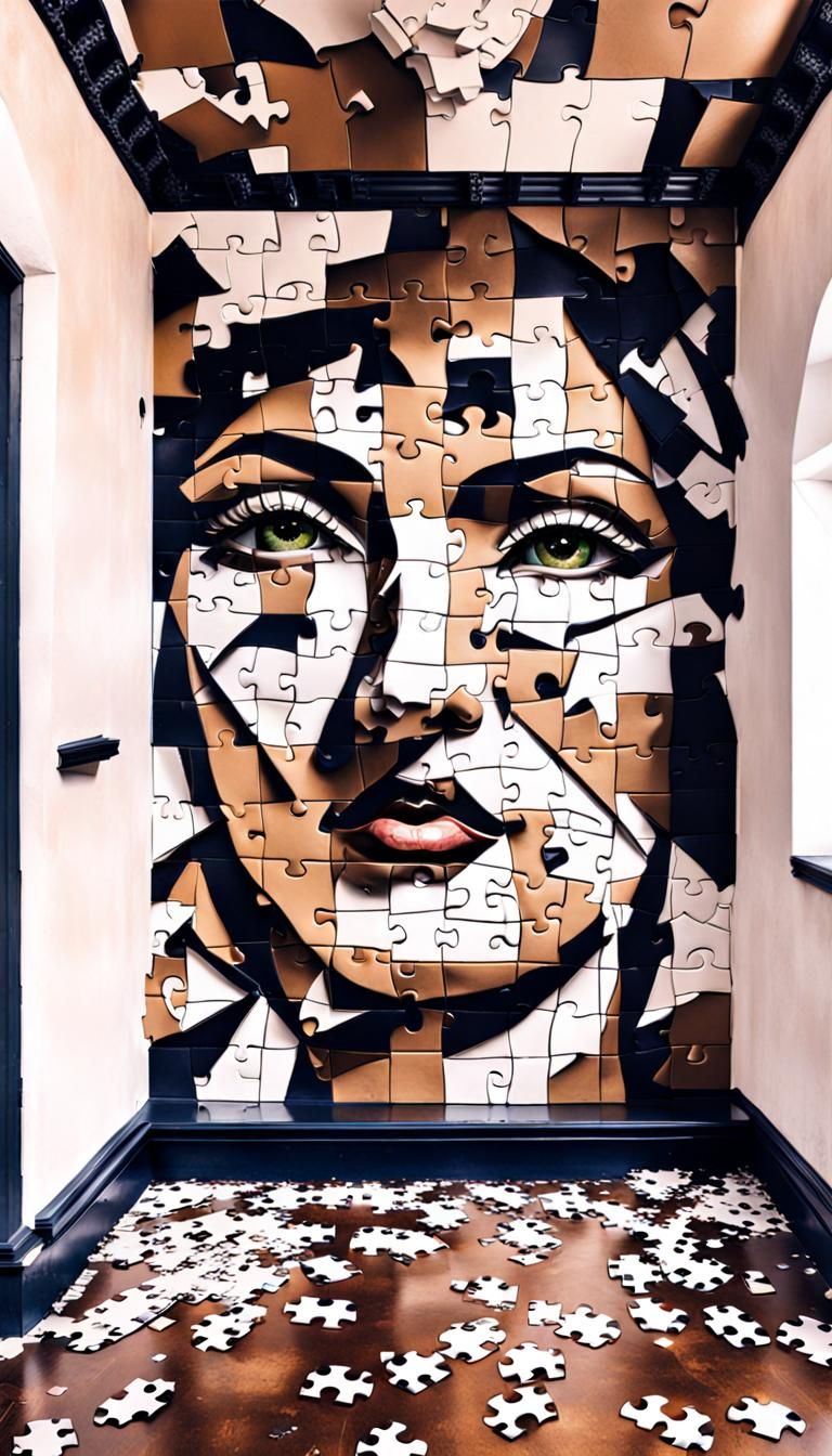 Puzzle Piece Woman with Art Deco Ceiling