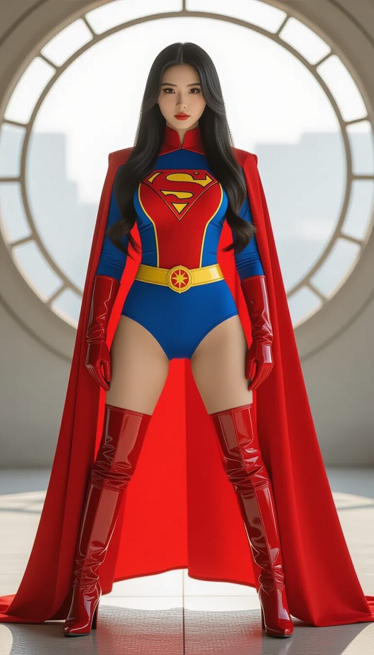 Chinese Woman Superhero in Lycra Outfit, Cinematic 8K