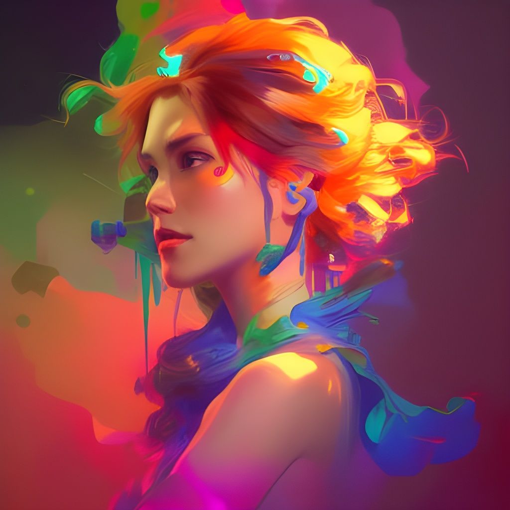 Colorful Stage Portrait in Hyperdetailed Style