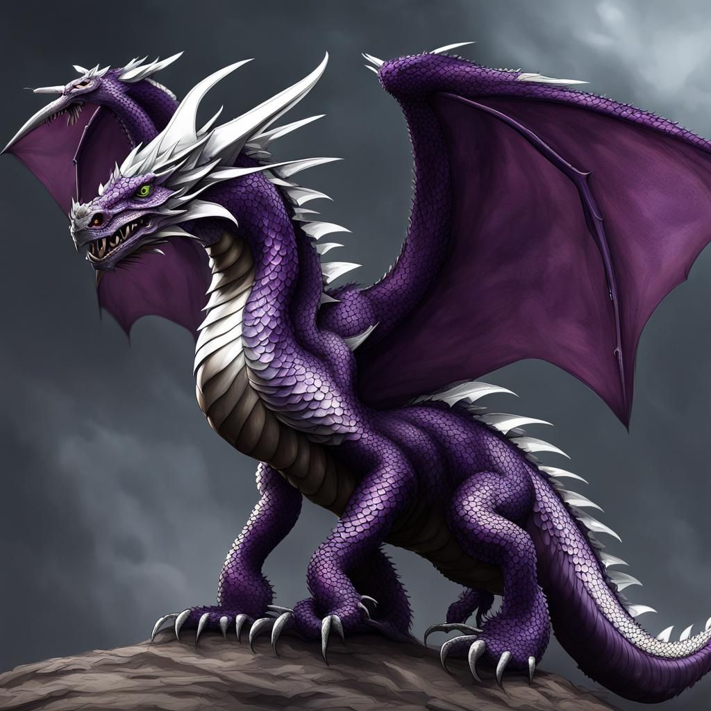 Dark Purple Dragon with Silver Scales