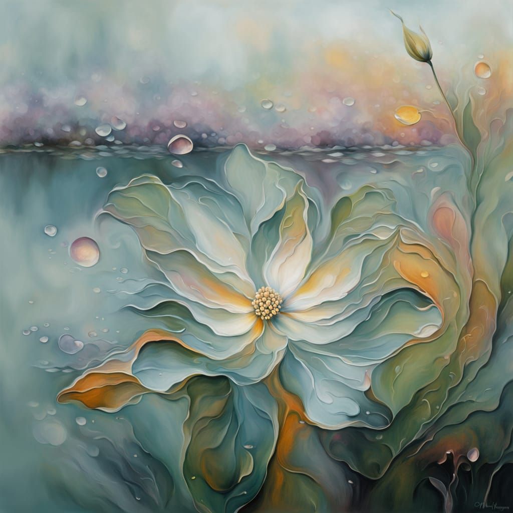 Vibrant Abstract Flower by Riverbank, Detailed Close-Up