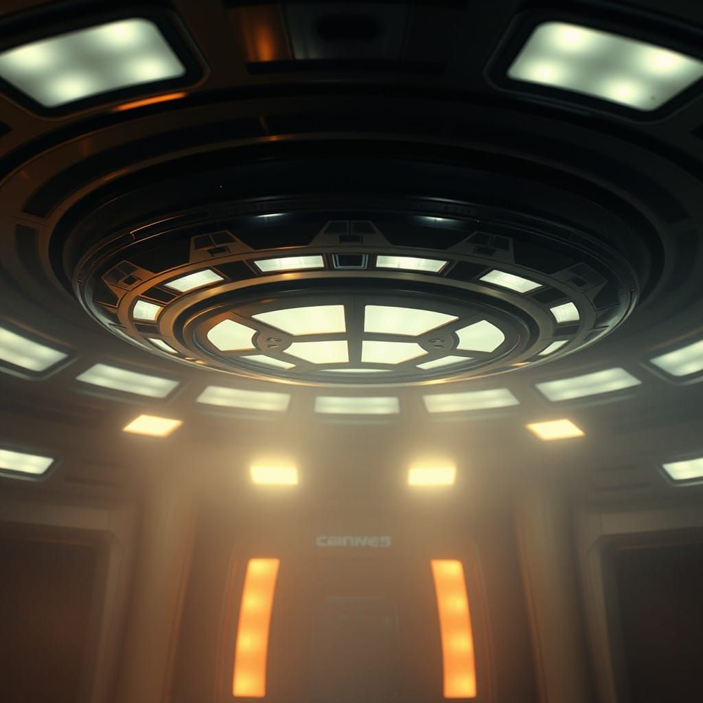 Mysterious UFO Interior in Cinematic Style