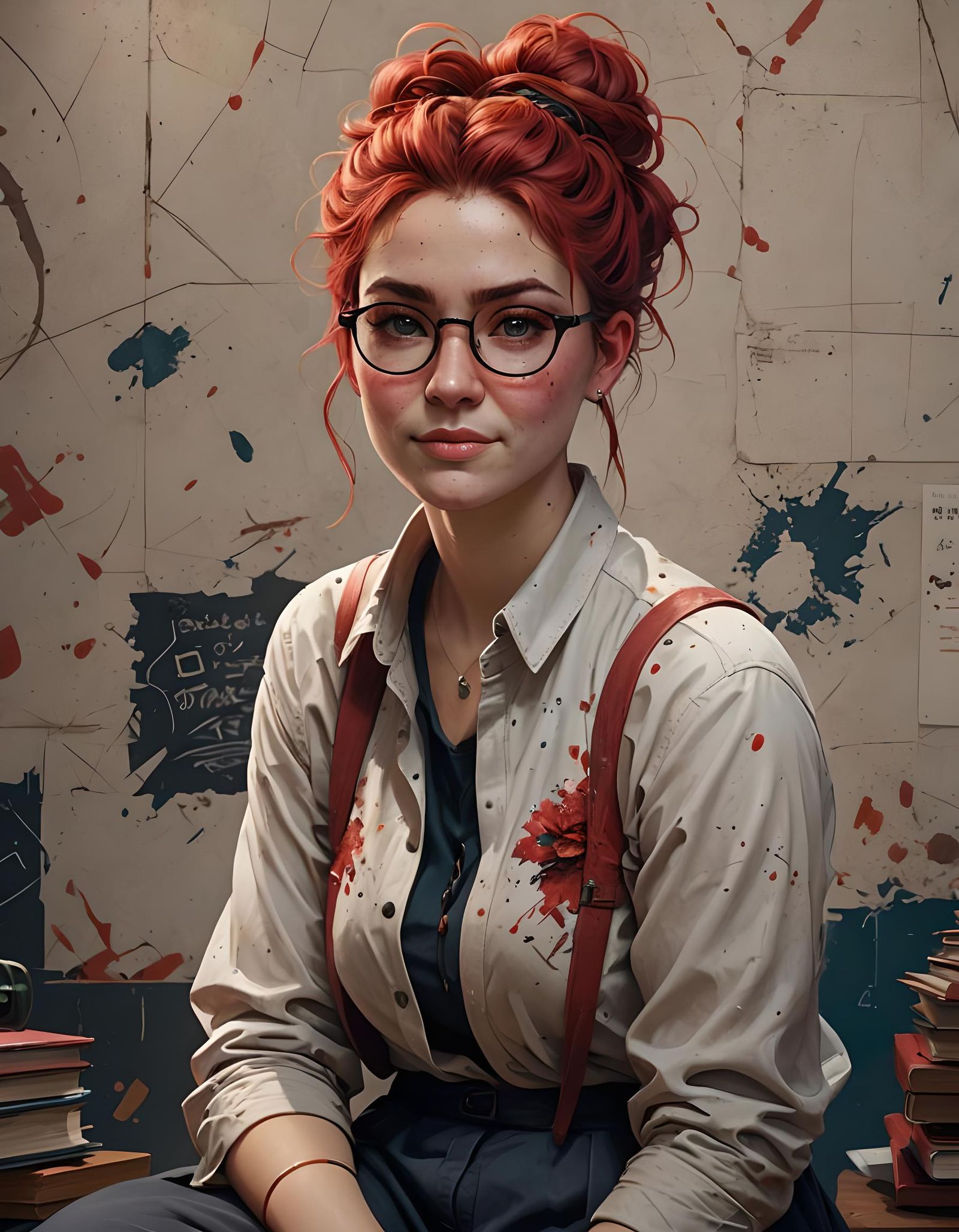 Woman with Red Hair: Detailed Matte Painting
