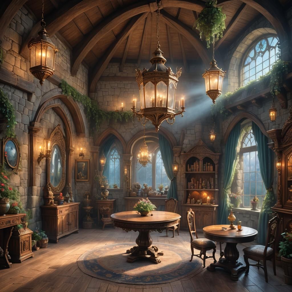 Enchanted Castle Chamber with Fairy Lantern