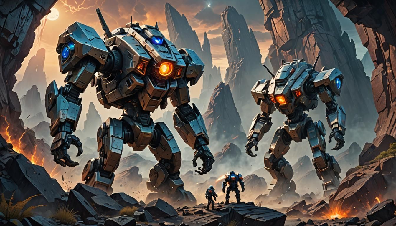 Mecha Duel on Alien Planet: Sci-Fi Concept Art