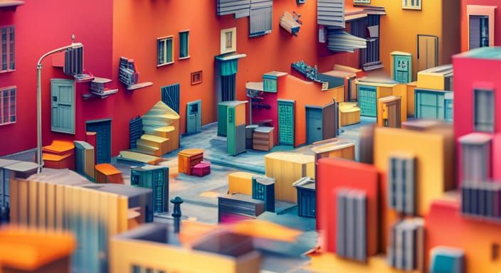 Origami Papercraft Ghetto Streets in 8K