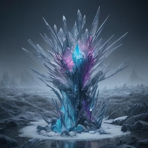 Sparkling Ice Sculptures in Detailed Matte Painting