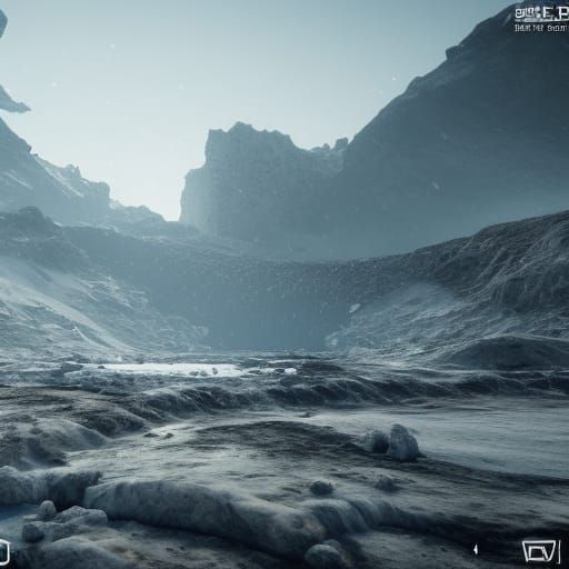 Post-Apocalyptic River Between Tundra and Glacier