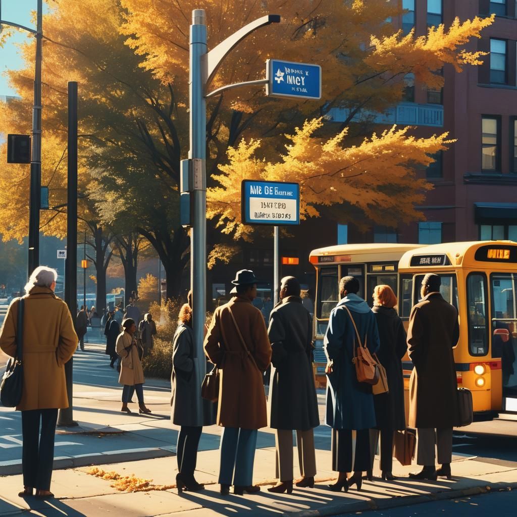 New York City Bus Stop in the 1980s