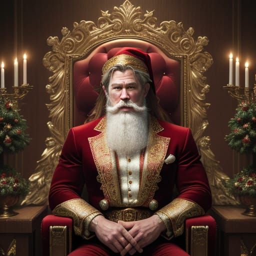 Chris Hemsworth as a Majestic Santa Claus in Velvet Red Suit