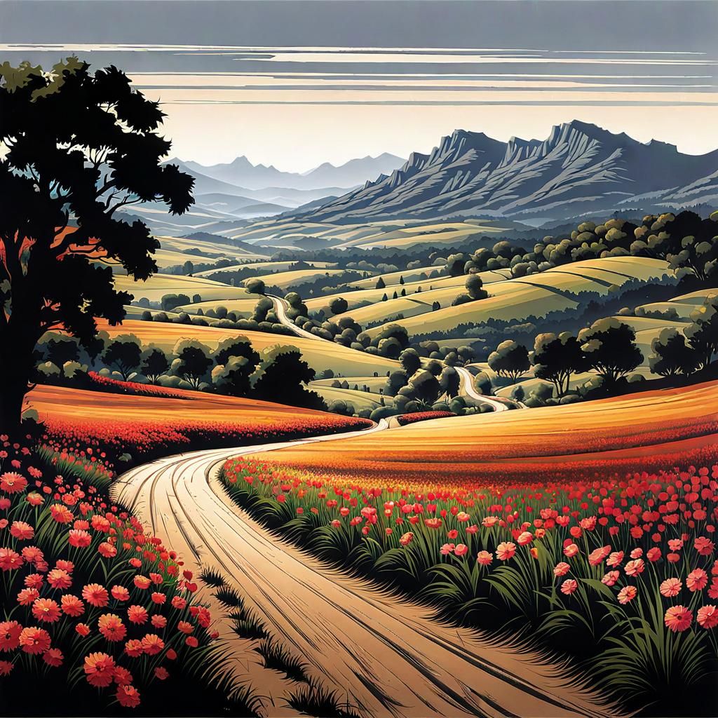 Landscape in the style of Mike Deodato