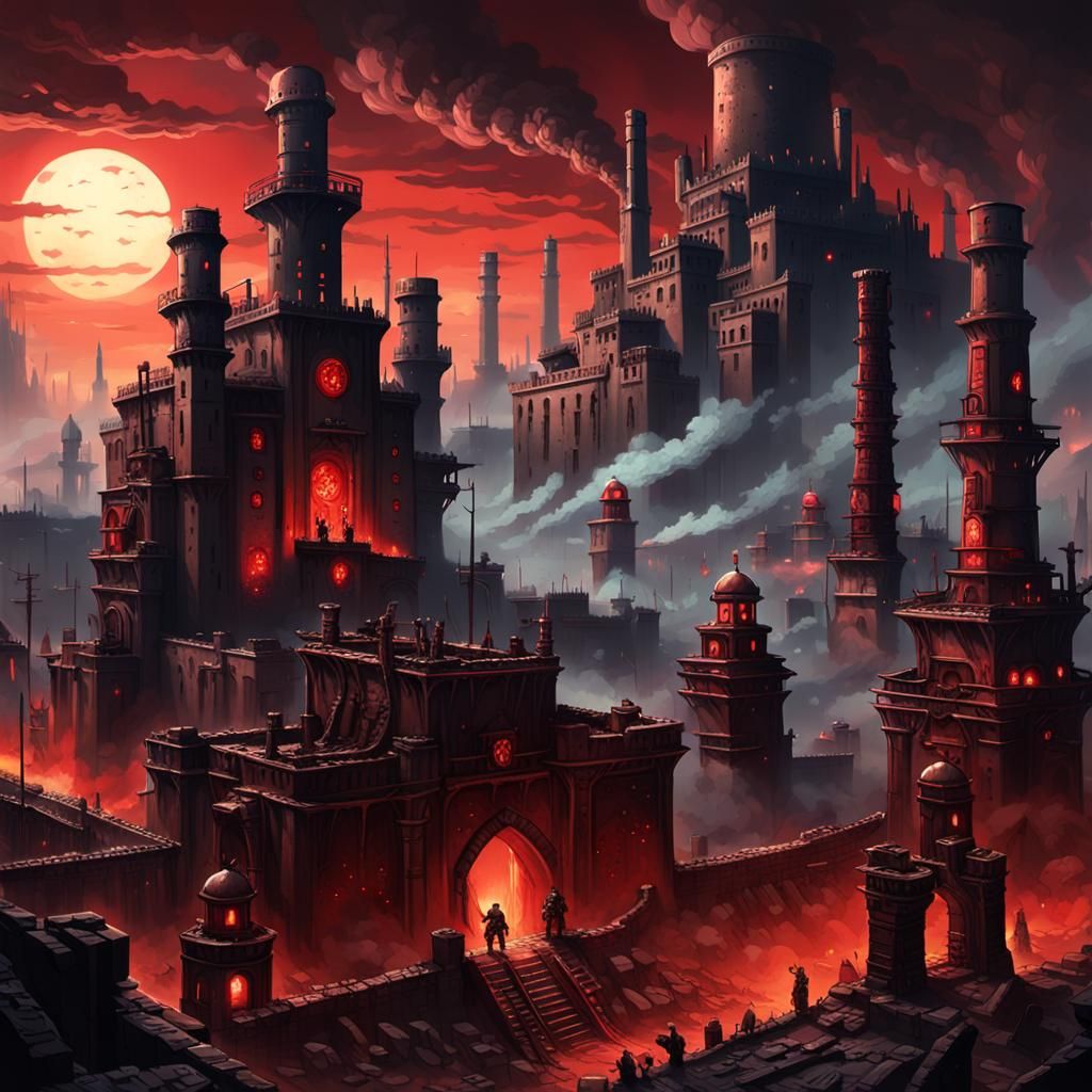 Dark Fantasy Fortress of Industrial Majesty