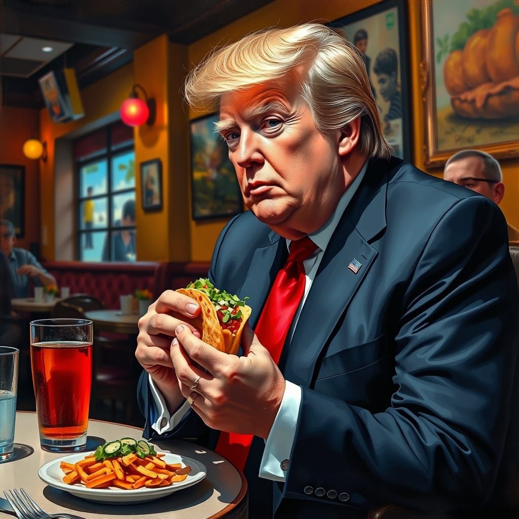 Donald Trump at Mexican Restaurant in Imaginative Realism