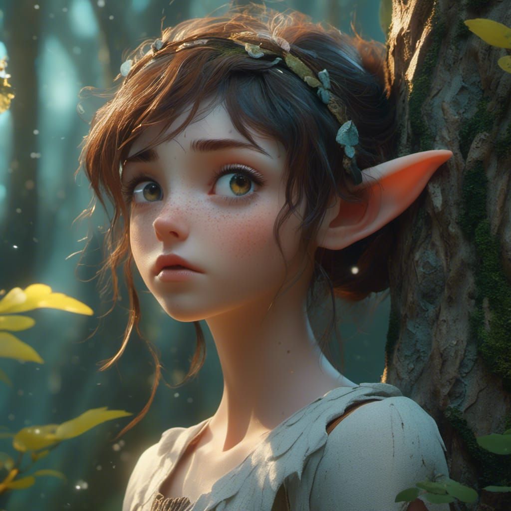 <lora:lightofdawn:1.0> forest background, young woman pixie,...