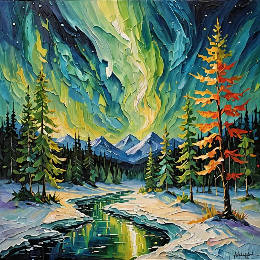 Impasto Painting: Aurora Borealis