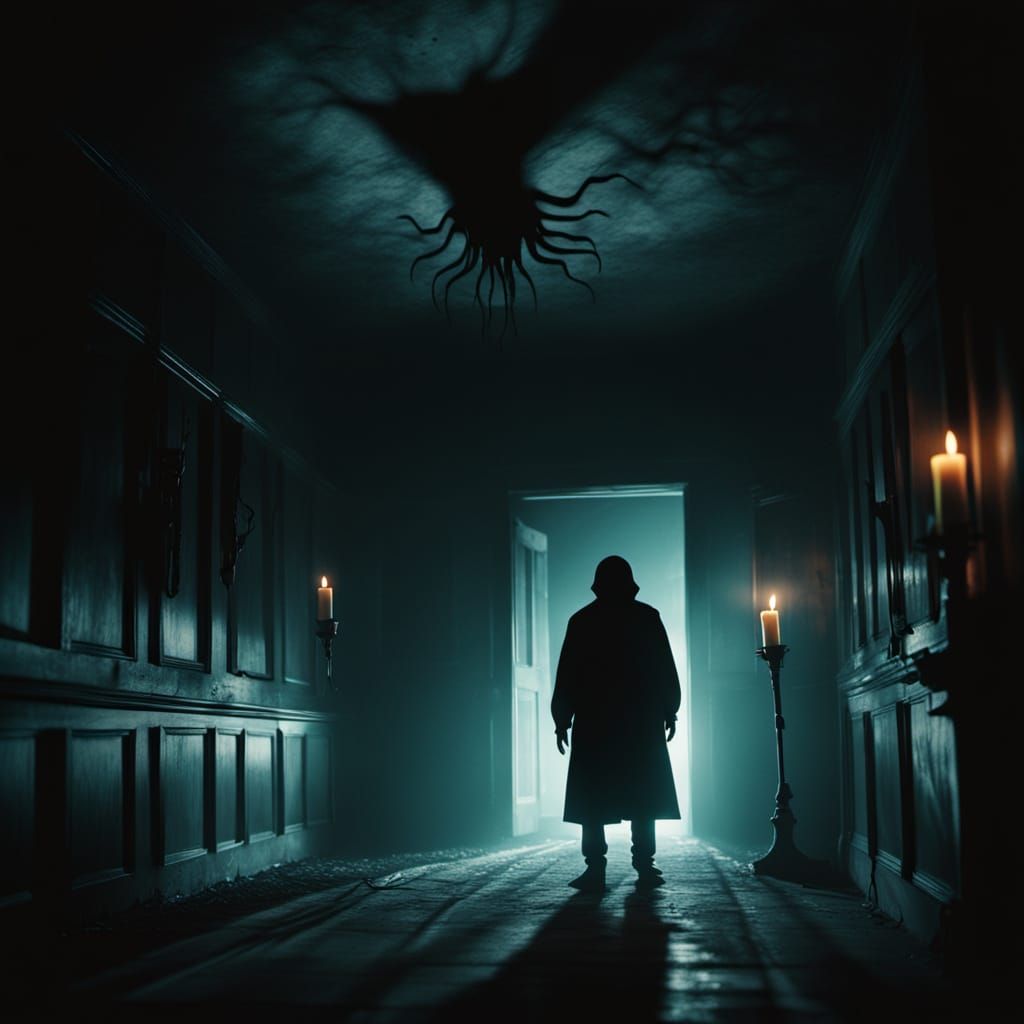 Alien in Haunted House: Horror Movie Still