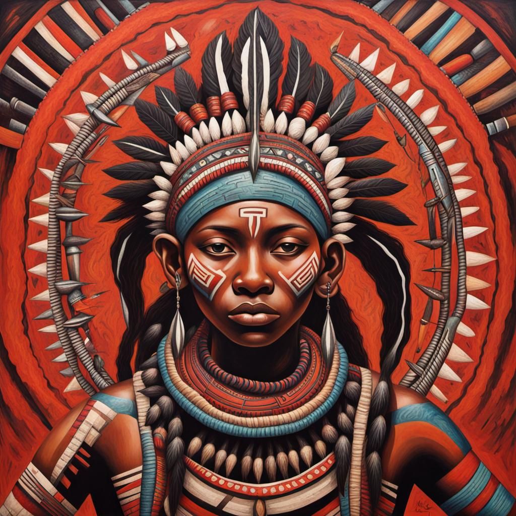 Striking Tribal Art with Bold Geometric Design