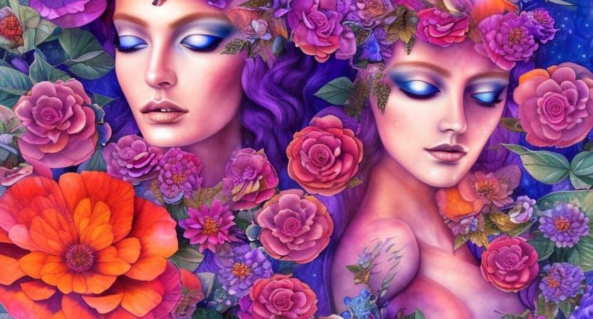 Elegant Earth Goddess in Watercolor Illustration