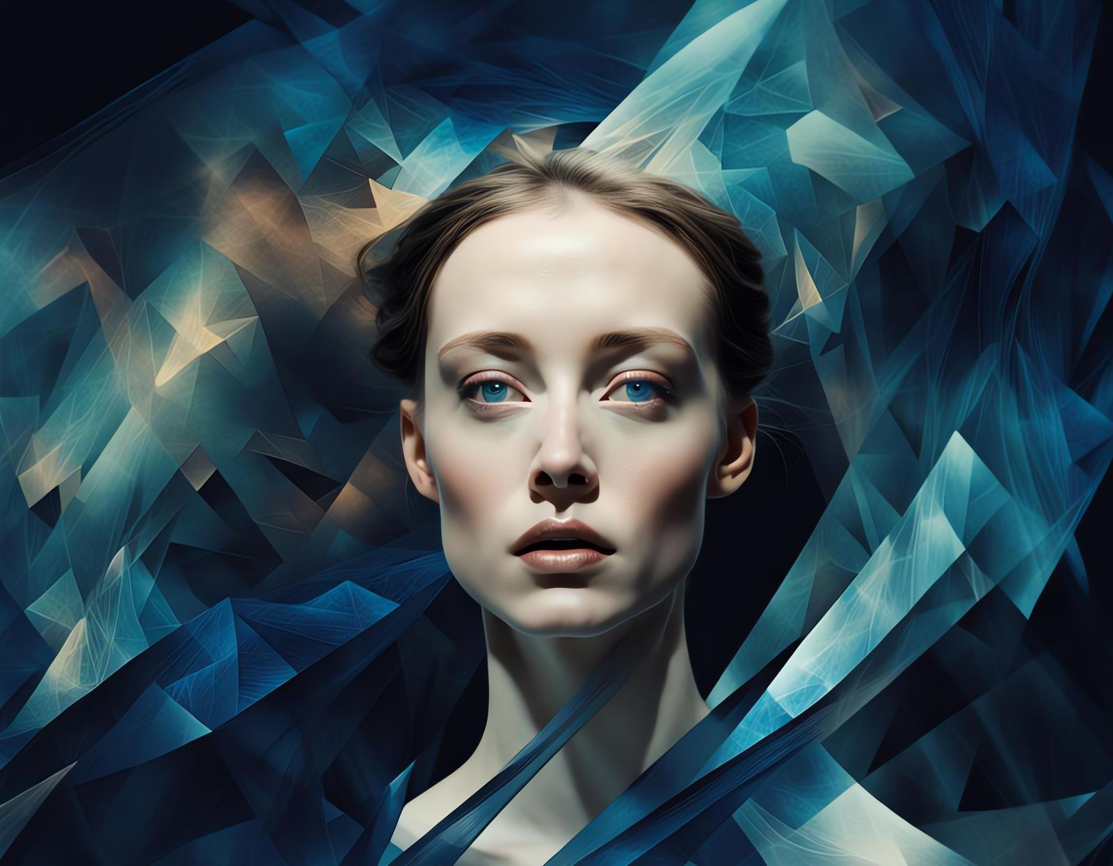 Abstract Female Portrait from Space, Oil on Canvas