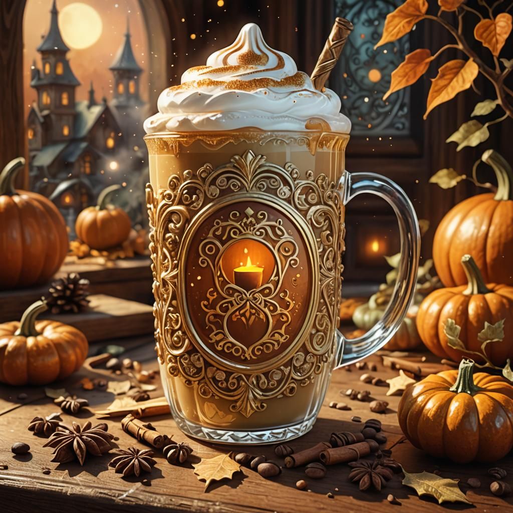 Whimsical Potion Bottle Pumpkin Spice Latte Digital Art