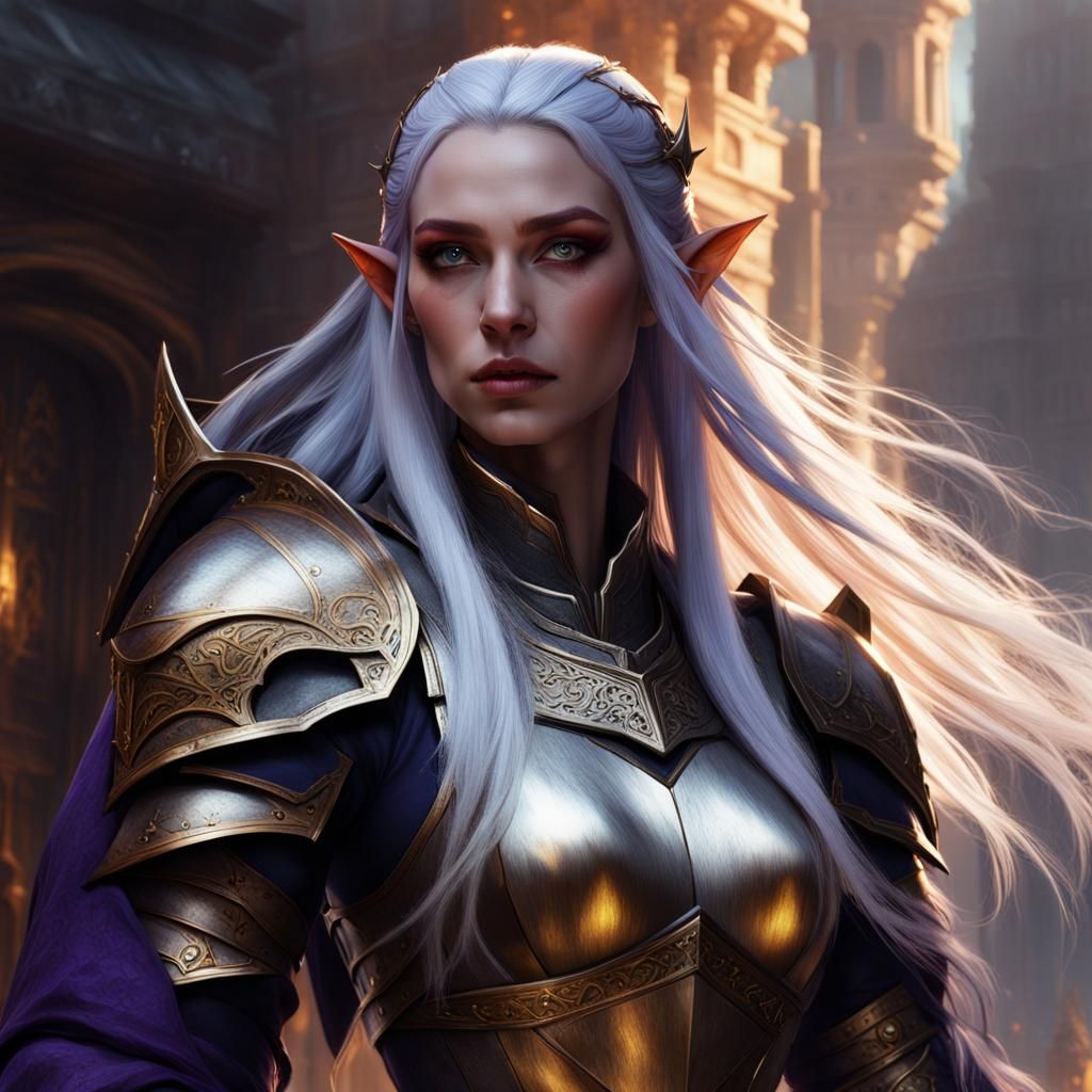 Elven Knight in Dark Fantasy Style