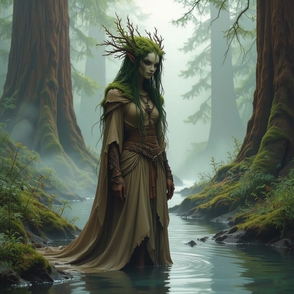 Mystical Forest Dryad in Ethereal Lighting