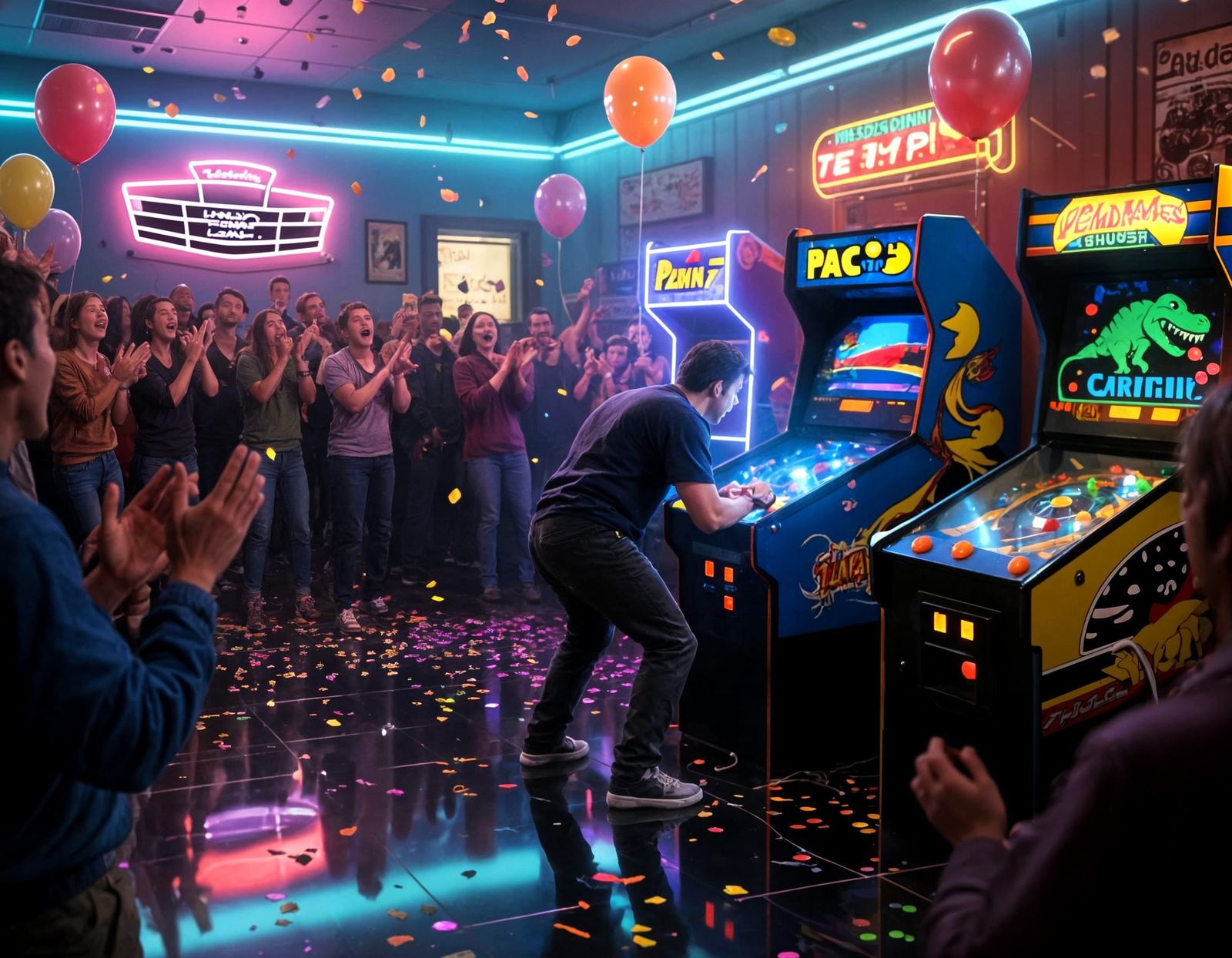 Gamer Breaks High Score at Neon Arcade Event
