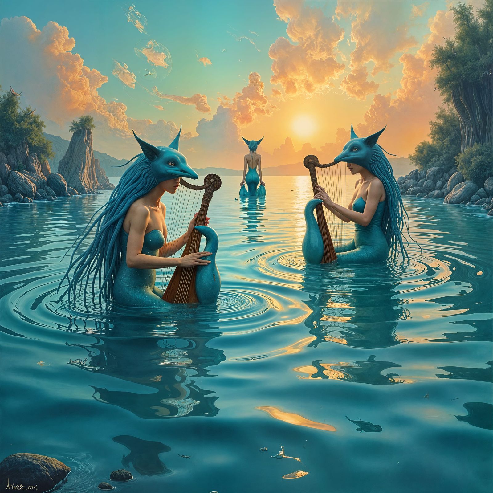 Surreal Feminist Mermaids in Dali Style