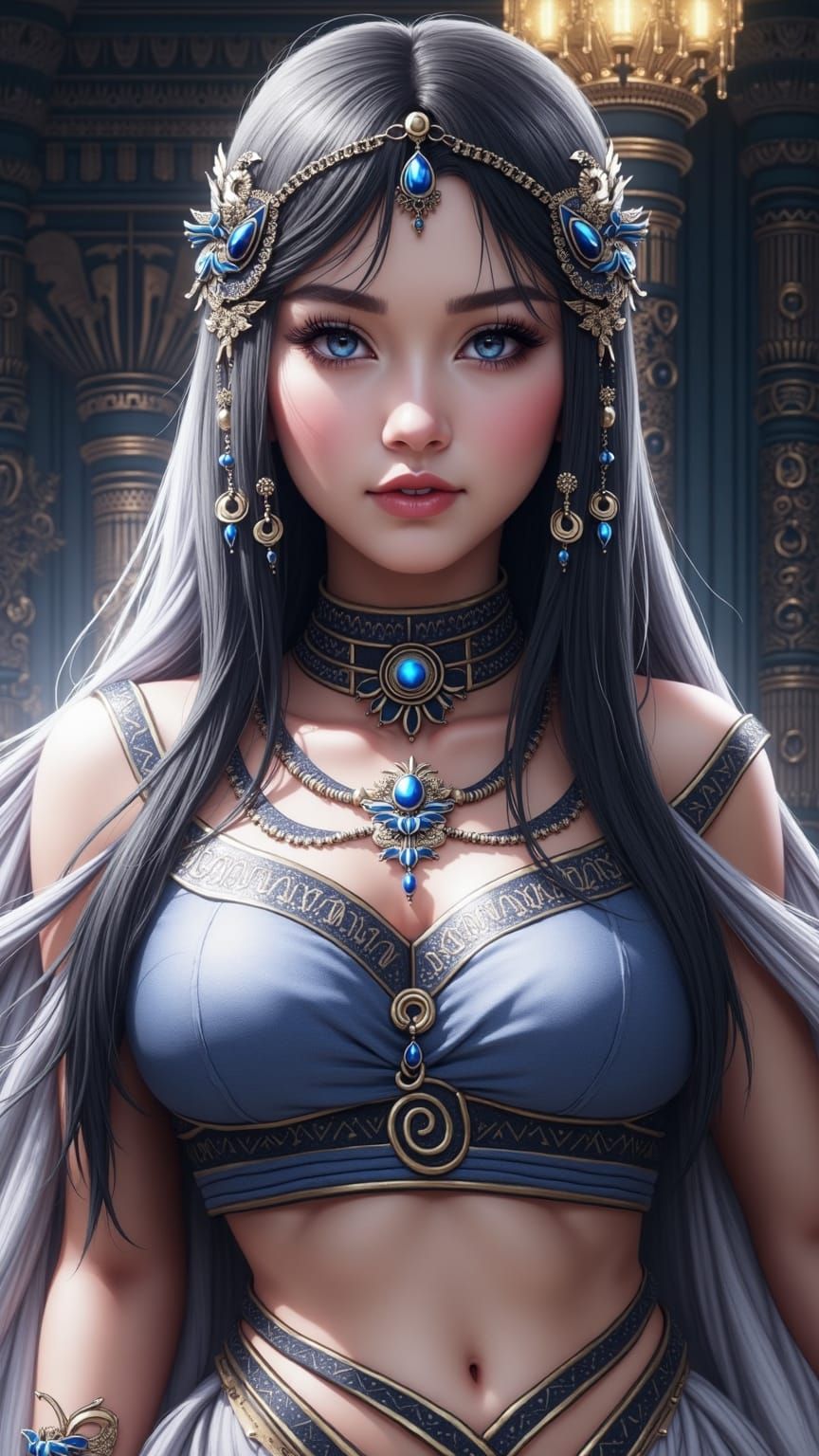 Egyptian Princess Overlooking Nile in Neoclassical Style