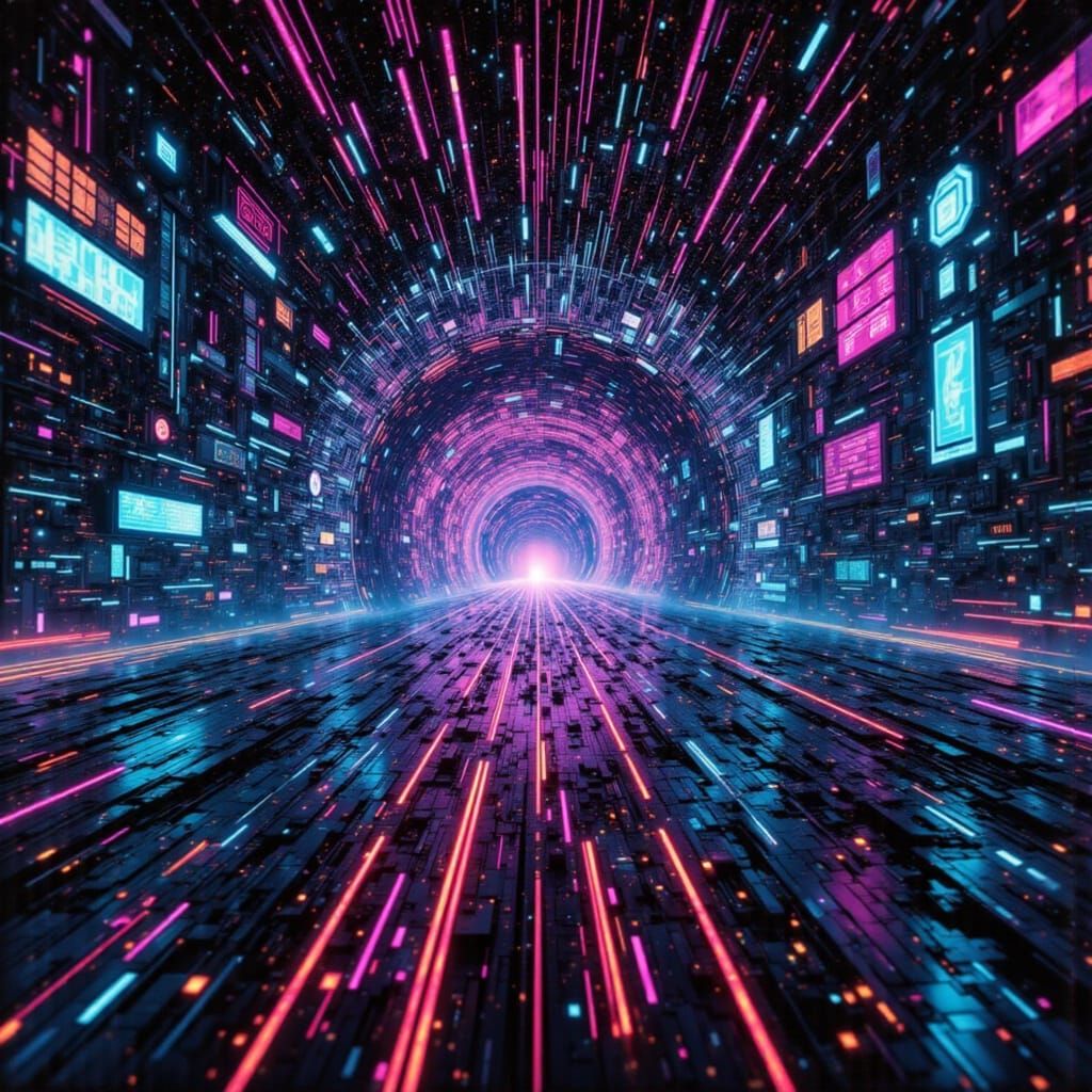 Mystical Cyberpunk Windows 11 Data Heist in a Wormhole