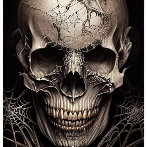 Intricate Skull in Gothic Horror Fantasy Art