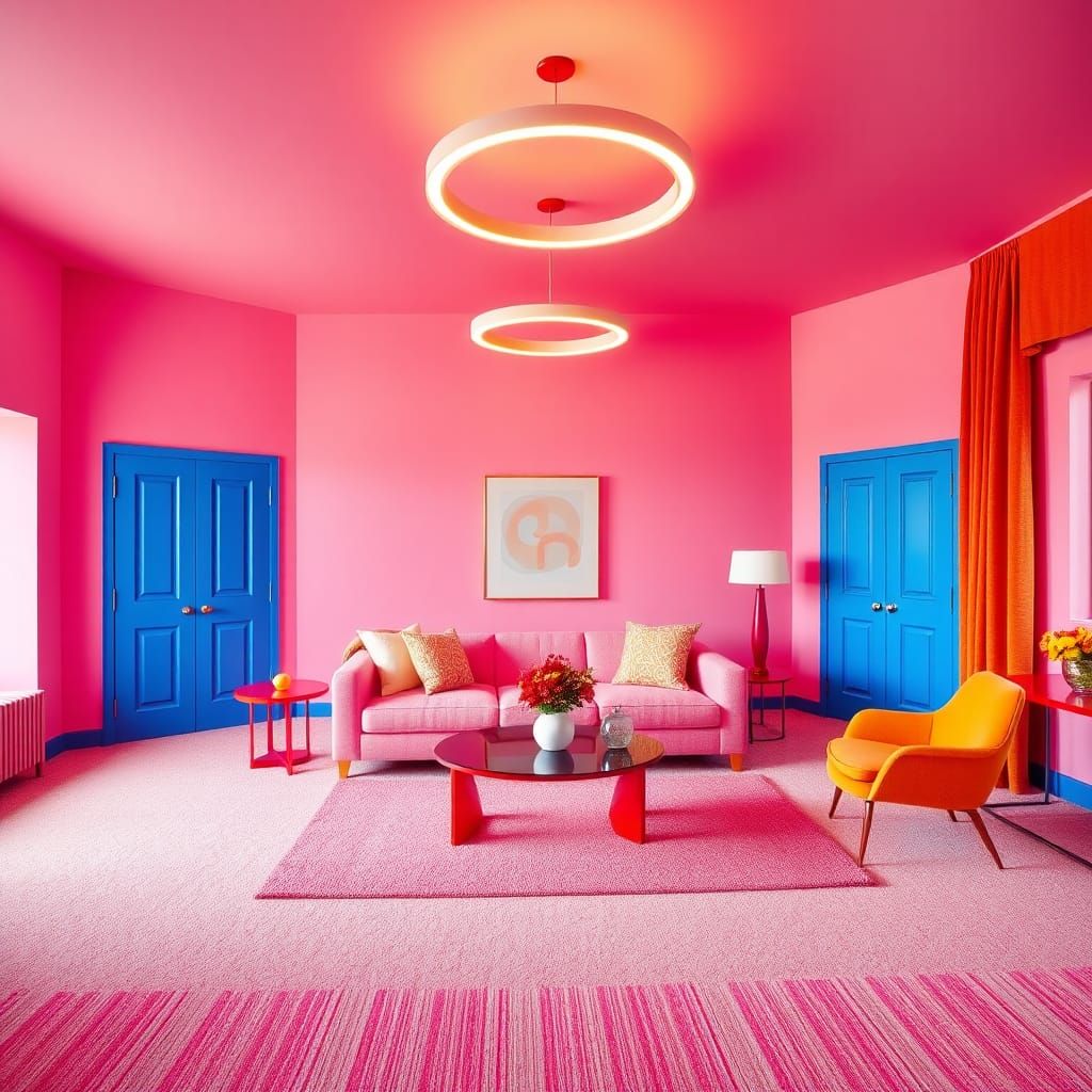 Modern Minimalist Living Room in Pastel Colors