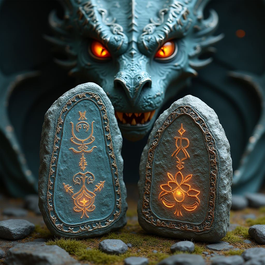 Celtic Rune Stones in a Gothic Fantasy Landscape
