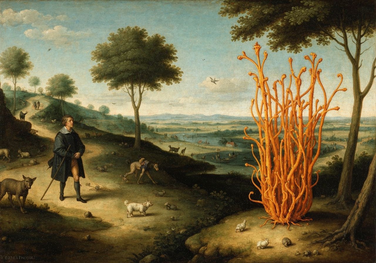 Cordyceps Infected Landscape in Pieter Bruegel Style