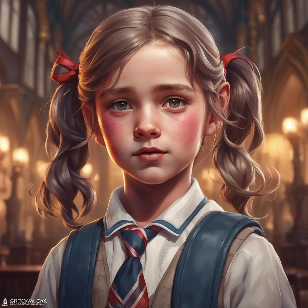 Detailed Portrait of a British Schoolgirl