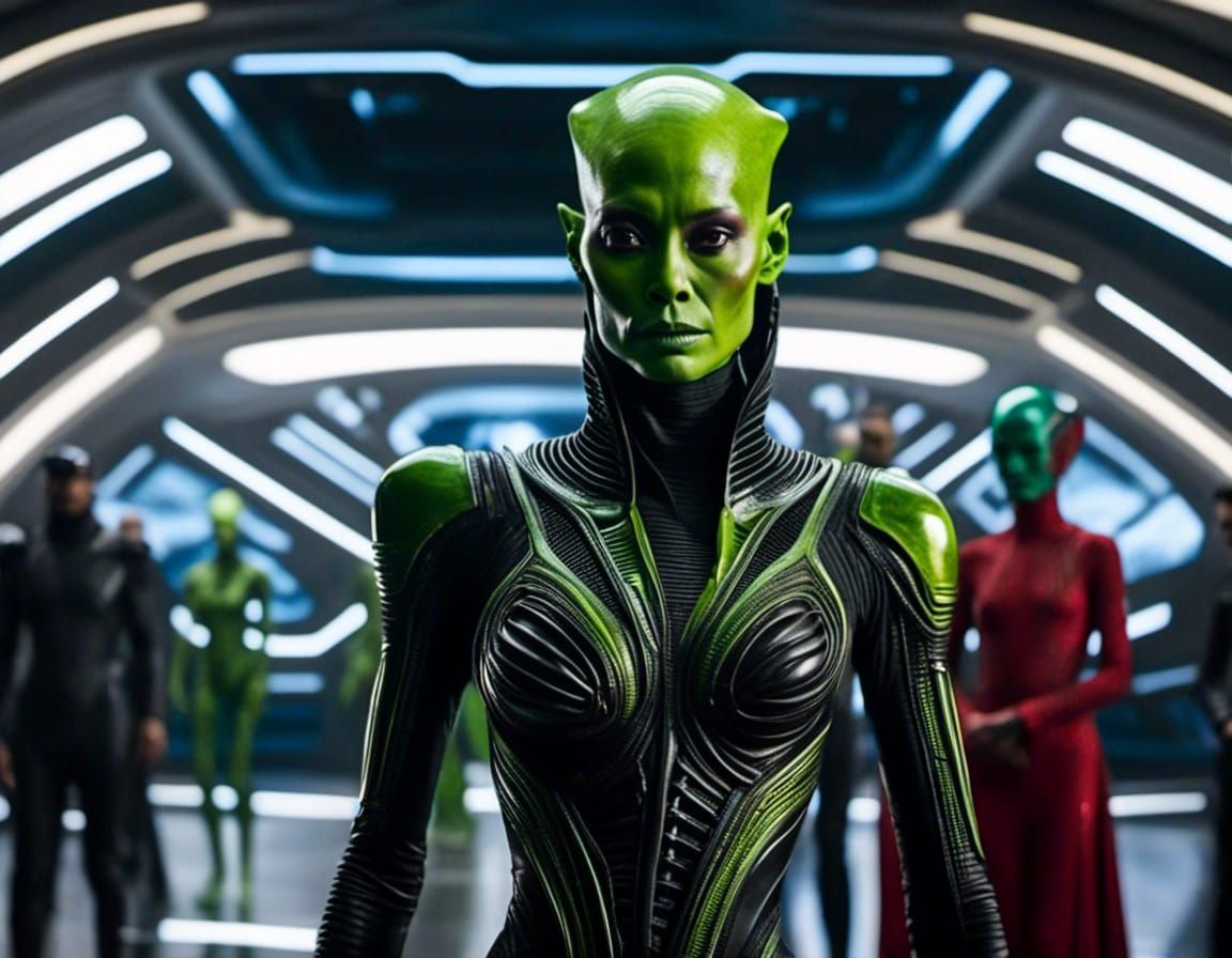 Alien Model in Biopunk Fashion Show