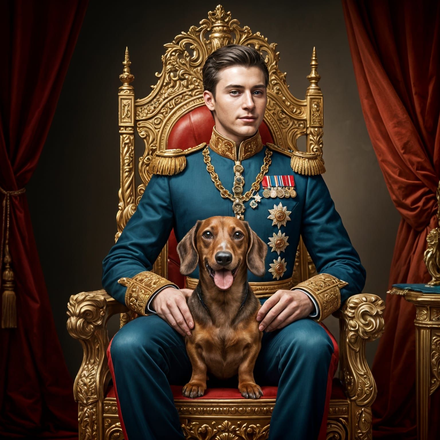 Prince and Dachshund in Royal Grandeur