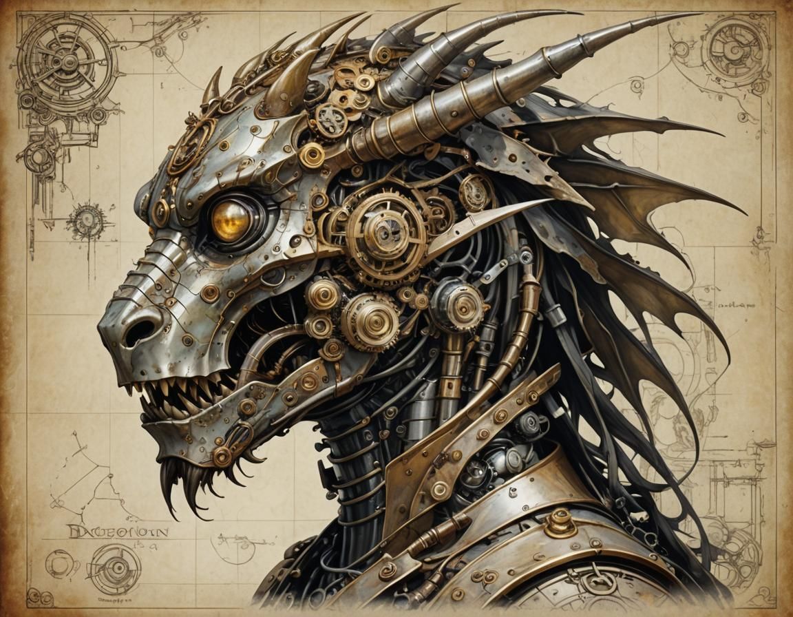 Steampunk Dragon Robot Head Construction Kit