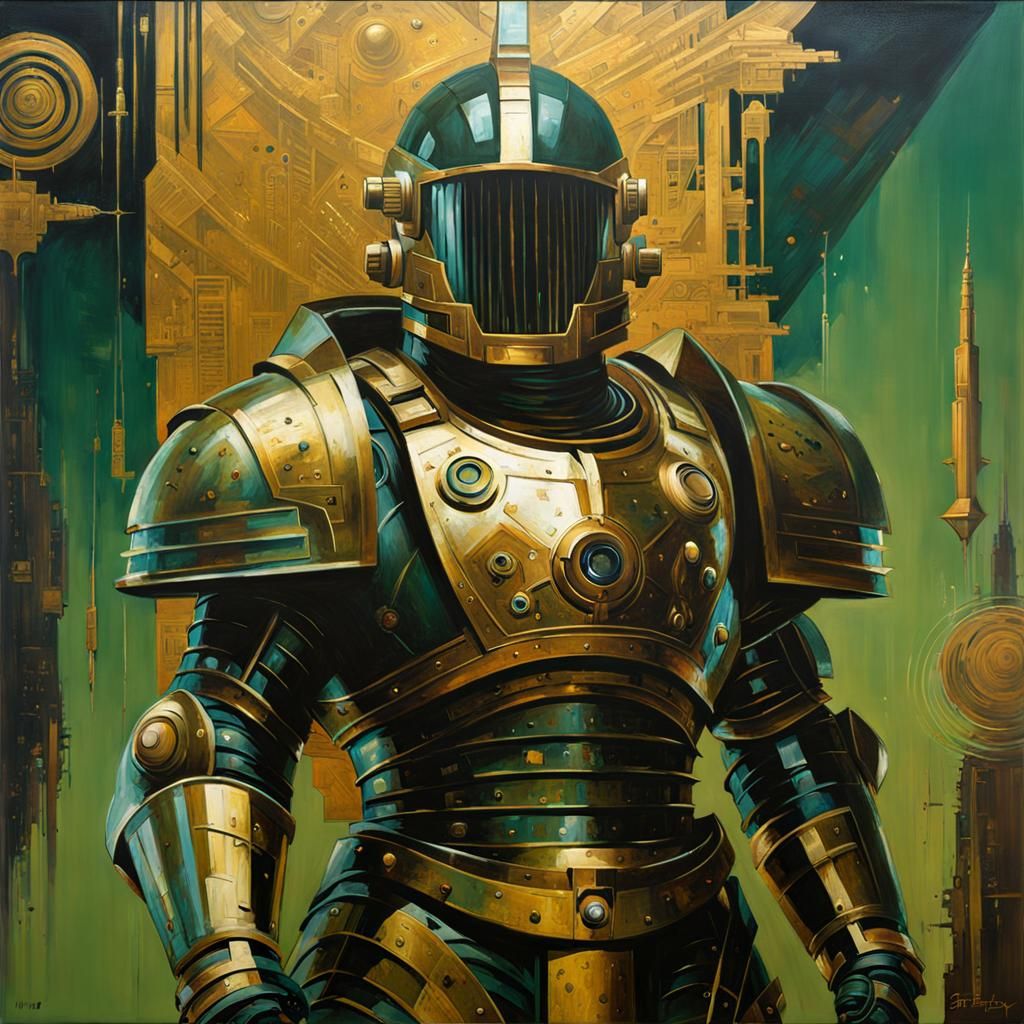 AI Self-Portrait in Futuristic Armor, Sci-Fi Art