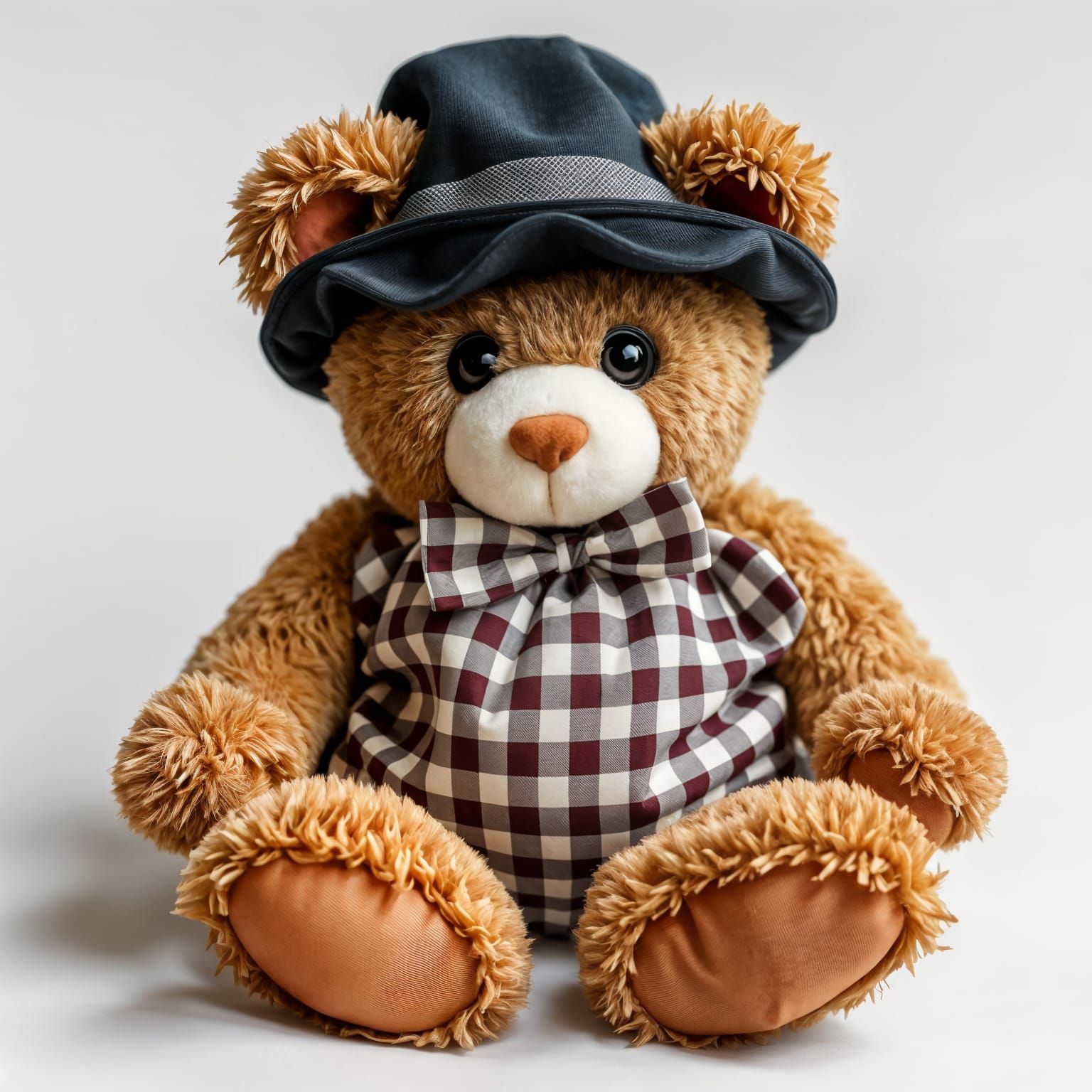 Vintage-Style Teddy Bear in Gingham Print