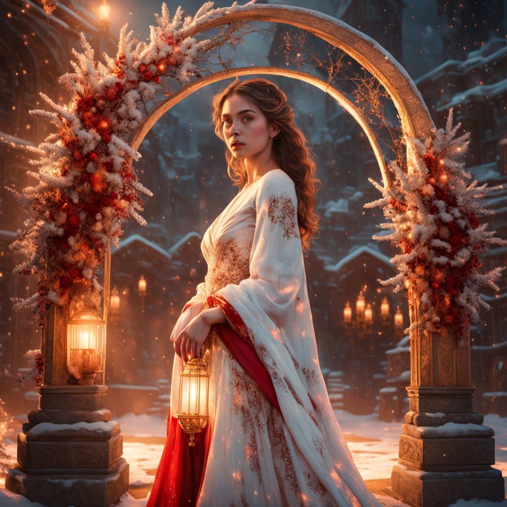 Woman Under Archway in Vivid Digital Art