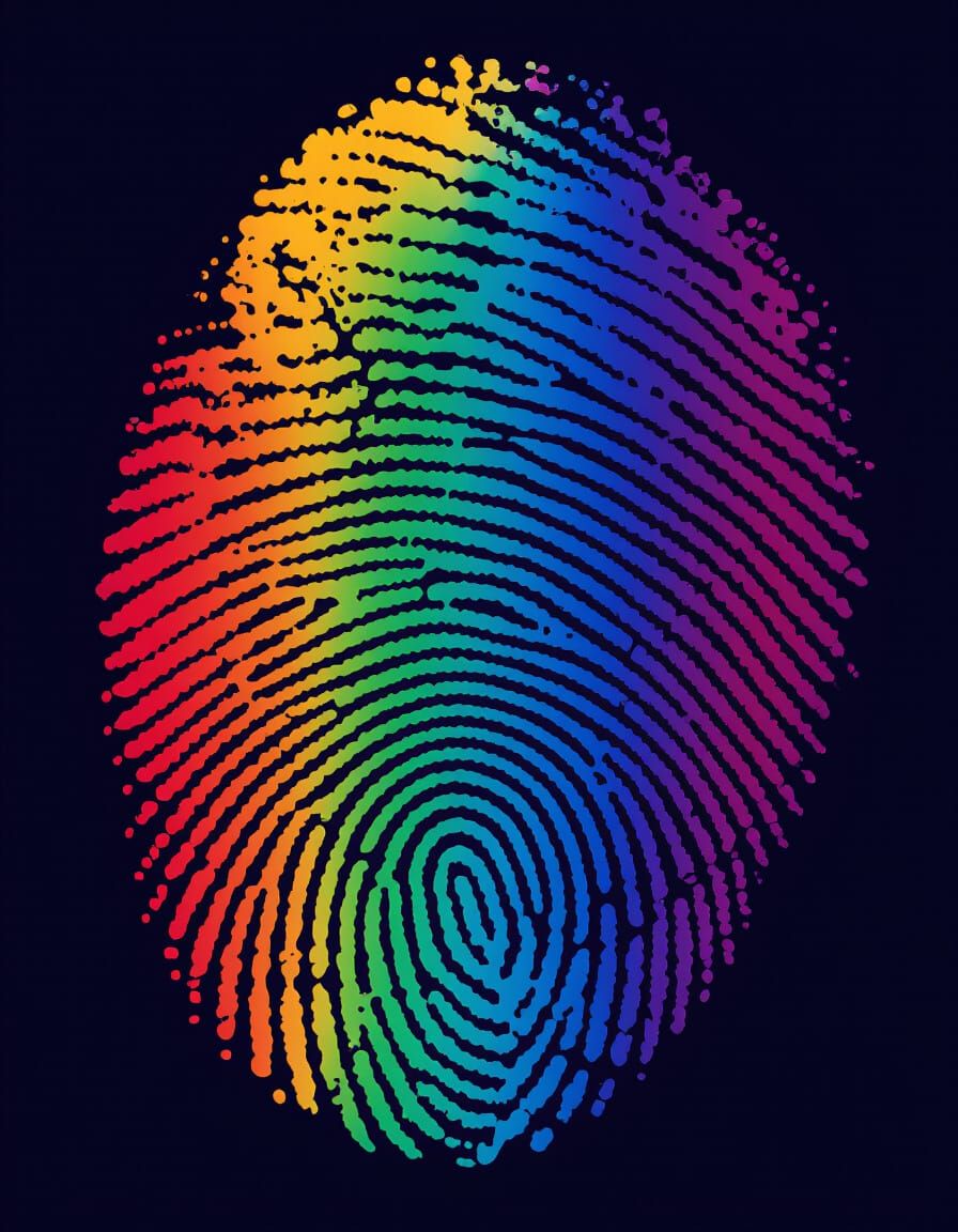 Vivid Rainbow Fingerprint on Black Background