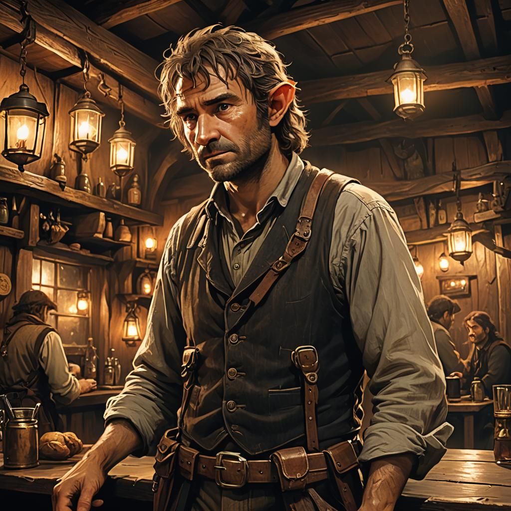 Hobbit Lawman in Shire Tavern Concept Art