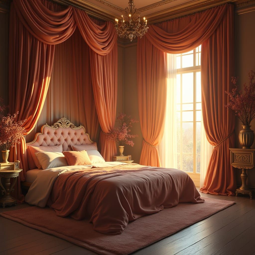 Serene Empty Bedroom in Detailed Matte Painting Style