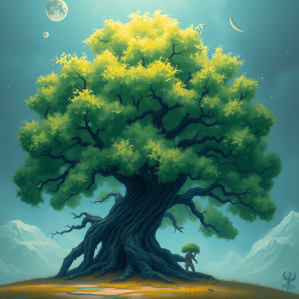 Lush Dream Tree in Ethereal Digital Art Style