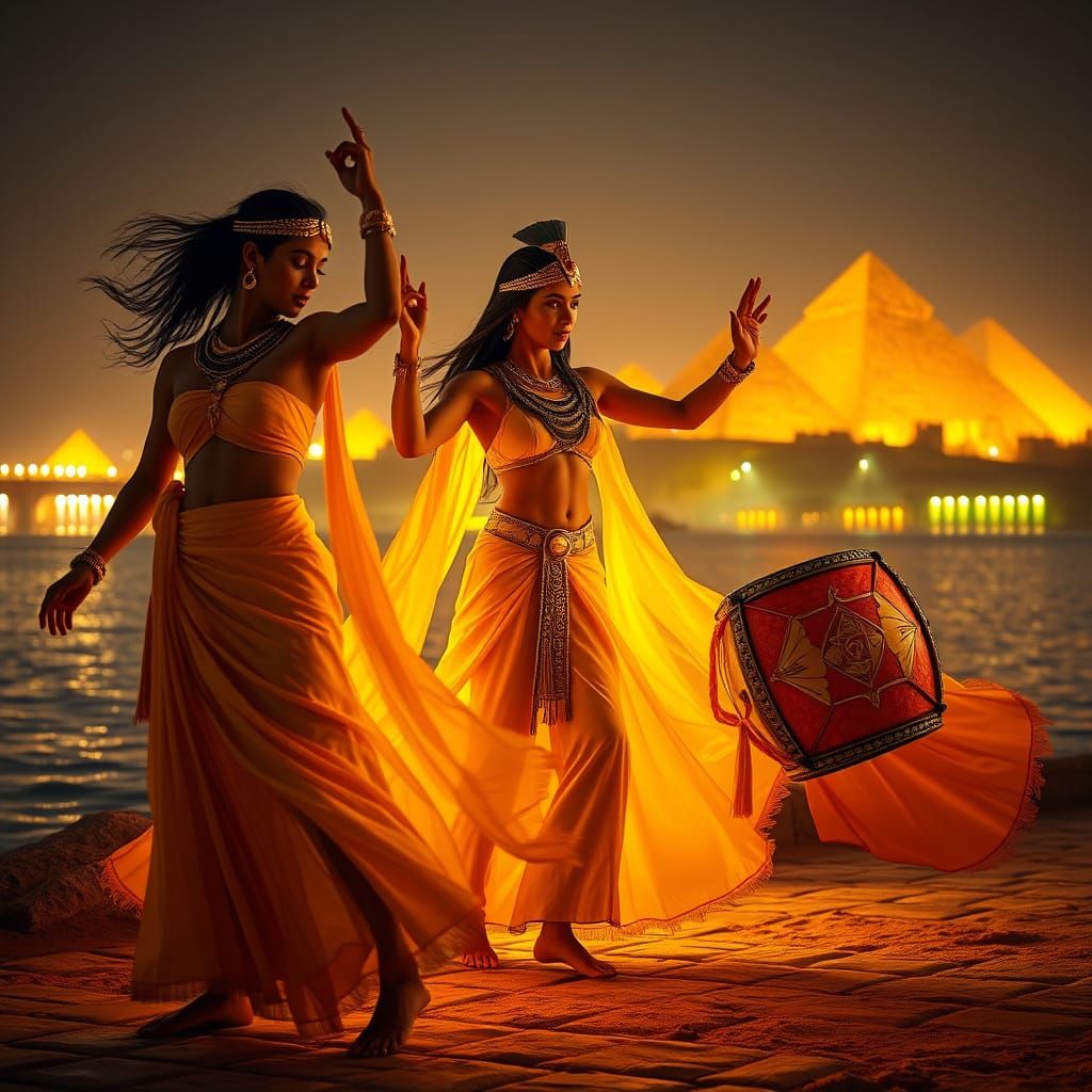 Egyptian Dancers by Nile in Dramatic HDR