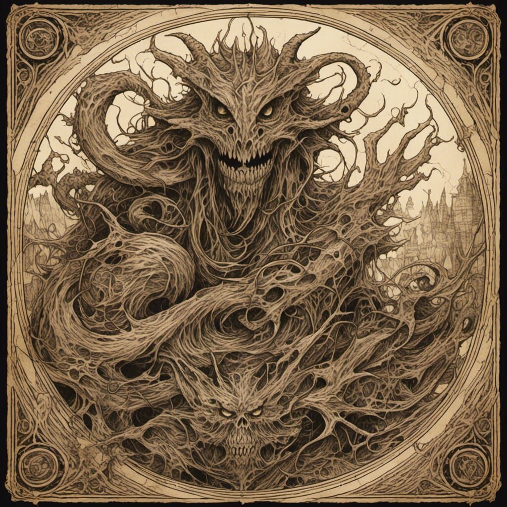 Evil Magic Tome in Pyrography Style