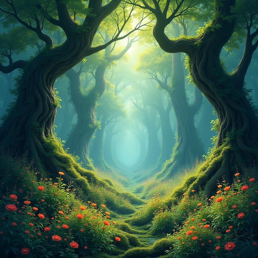 Mystical Lush Forest Concept Art in 8K