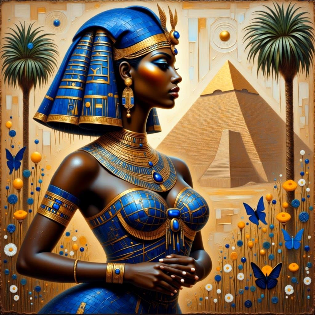 Elegant Egyptian Woman in Opulent Fantasy Setting