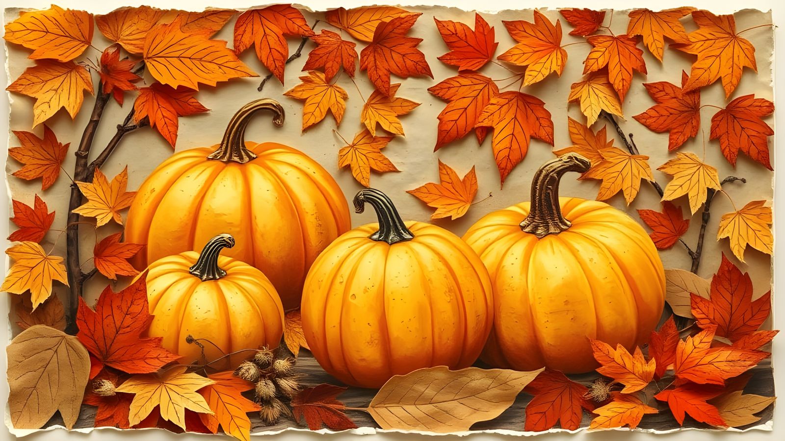 Whimsical Autumn Scene in Paper Collage